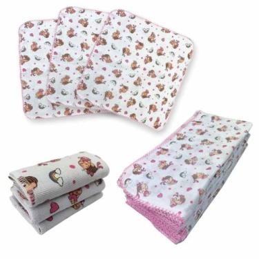 Imagem de 9Pçs Mônica 3 Fralda G+3 Fralda De Boca+3 Faixa Umbigo Rosa - Turma Da