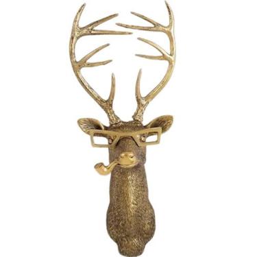 Imagem de Decoração de parede UITWMKTG Gold Animal Head Resina para decoração de