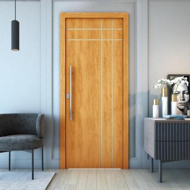 Imagem de Folha Porta R40T 210x80 Frisada 35mm Resistente - Valuchi, Cerejeira