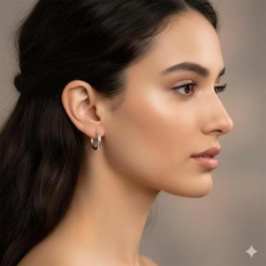 Imagem de Brinco De Argola Banhado a Prata Liso Bijou Art, G