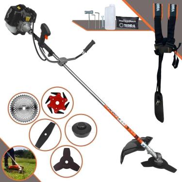 Imagem de Roçadeira Profissional Terra GRH430 À Gasolina Motor 2 Tempos 43cc 1,7HP 6.500rpm Multifuncional Completa Com Carretel de Nylon e 4 Lâminas de Corte