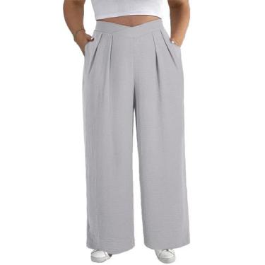 Imagem de Calças largas Eytino femininas plus size de cintura alta 3X