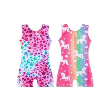 Imagem de Roupa de ginástica EQSJIU Sparkle Toddler Girl, 2 pacotes 3T