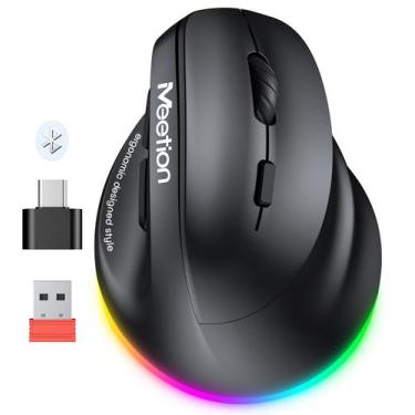 Imagem de Mouse MEETION Ergonômico Vertical BTM010 Wireless RGB Preto