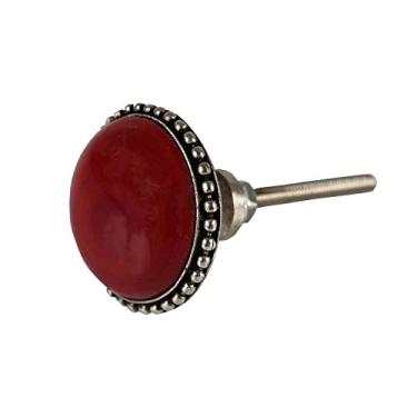 Imagem de Puxador Decorativo Vermelho Esmaltado em Cerâmica Ideal para Gavetas, Armários e Móveis de Madeira com Estilo Sofisticado