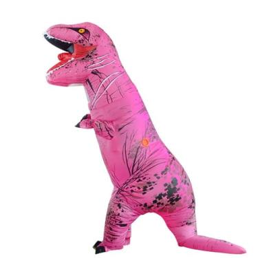 Imagem de Fantasia inflável de dinossauro para adultos e crianças, fantasia de dinossauro inflável para festa de cosplay de Halloween, fantasia de T-rex chique, rosa, Kids(3.9-4.9FT)