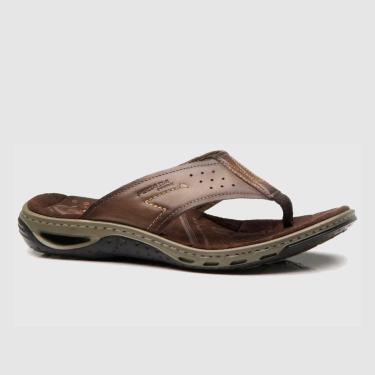 Imagem de Chinelo Pegada Masculino em Couro Pinhão 131663-02-Masculino