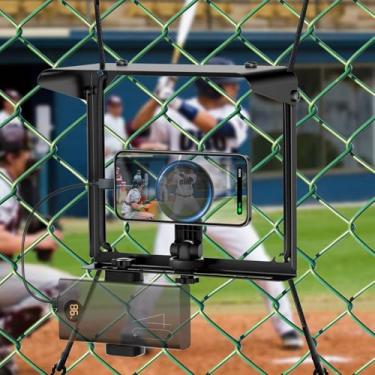 Imagem de ALAFLY Suporte de cerca de celular com sombra para gamechanger para iPhone, Mevo Start, telefones, corrente de quadra de tênis de beisebol com absorção de choque para gravação de beisebol, softbol e