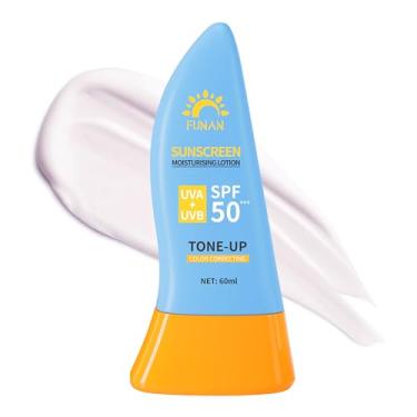 Imagem de FUNAN Protetor solar facial FPS 50+, soro de protetor solar tonificado, loção de base, correção de cor, livre de óleo e sem oxibenzona, 2,1 Fl Oz