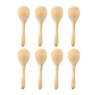 Imagem de rockible Maracas de madeira inacabadas, 8 peças, maracas pintadas à mão, chocalhos de percussão manual para festival, eu