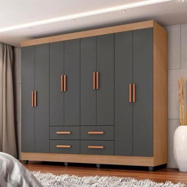 Imagem de Guarda Roupa Casal Ambiente Porto 8 Portas Nature Cinza  Móveis Leão -
