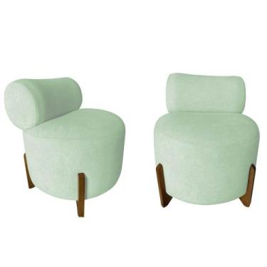 Imagem de Kit 2 Poltronas Decorativa Mônaco Veludo Acqua - Mansão Decor