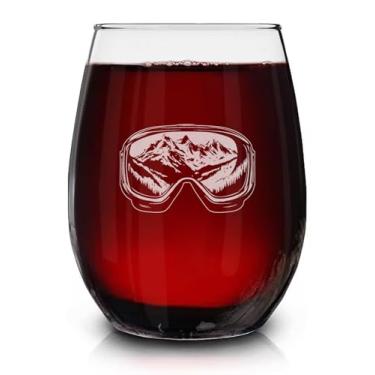 Imagem de Óculos de esqui vintage gravado sem haste taça de vinho - presente temático esportivo - presentes de aniversário exclusivos para amigos e familiares - presente para amantes de esqui - taça de vinho