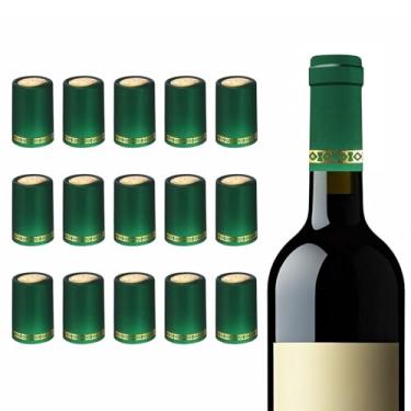 Imagem de PATIKIL Tampa termorretrátil de PVC 33 x 50 mm, 60 peças de tampas de embalagem de vinho para adegas de vinho, uso doméstico, lembrancinhas de festa, garrafas de óleo, verde
