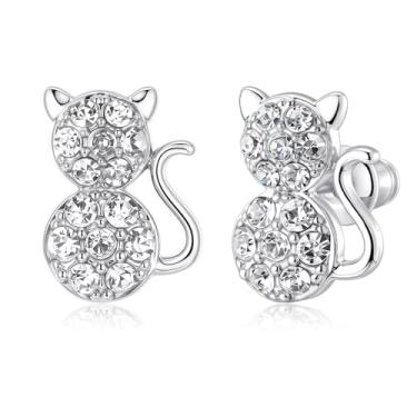 Imagem de Spefavo Lindos brincos de gato fofos hipoalergênicos, amantes de gatos, meninas, crianças, aniversário, Páscoa, Natal, Dia dos Namorados, presente para avó, mãe e neta, filha, MINI, Aço inoxidável