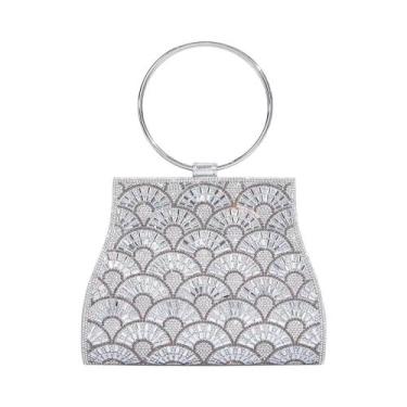 Imagem de Bolsa De Mão Feminina Com Strass E Diamantes Para Noite, Clutch Para F