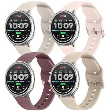 Imagem de AK Pacote com 4 pulseiras compatíveis com Amazfit Active 2/Active Watch Women Men, pulseira de substituição macia para Amazfit GTS 4 3 2 2e/GTS 4 2 Mini/GTR mini/Bip 3/3 Pro/Bip U Pro/Bip S Lite (E)