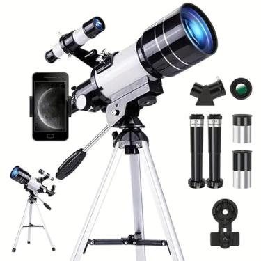 Imagem de Telescópio astronômico astronômico 150X de alta potência, portátil com abertura de 70 mm (refrator HD, tripé, adaptador de telefone e controle remoto sem fio) ideal para observação de estrelas e