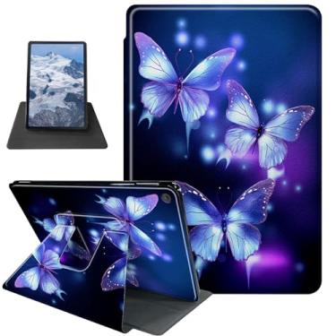Imagem de Capa com estampa de borboletas roxas para Samsung Galaxy Tab A8 10,5 polegadas modelo 2022 (SM-X200/X205/X207), BFDHGQZC capa protetora com suporte giratório de 360 graus com hibernar/despertar