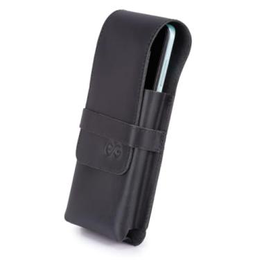 Imagem de Capa Porta Celular Bainha Couro Legítimo com passador de cinto(preto)