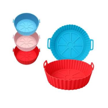 Imagem de 5 Assadeira Silicone Redonda 20cm Air Fryer Microondas Maleável Cesto 