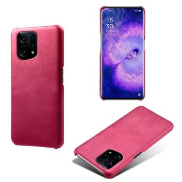 Imagem de Capa para OPPO Find X5,Proteção contra quedas,Casca de volta de cor sólida simples,Design de couro de imitação de plástico-Rose
