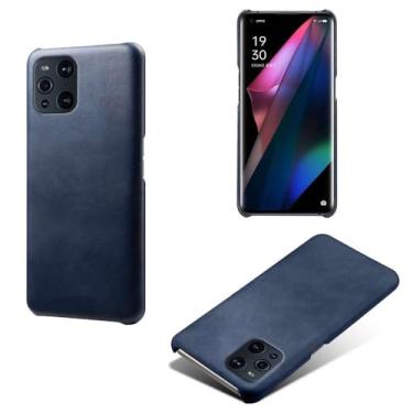 Imagem de Capa para OPPO Find X3 Pro,Proteção contra quedas,Casca de volta de cor sólida simples,Design de couro de imitação de plástico-Blue