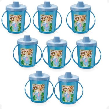 Imagem de Kit 8 Copo Infantil Alças E Bico 320Ml Bichinhos 6 Meses