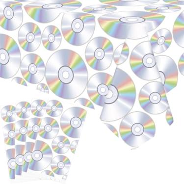 Imagem de Lilwemen 4 Pieces 90s Theme Party Tablecloth Decorations, Retro CD Music Table Cover, 1990's Supplies, Back to The 90's Party Tablecovers for Birthday, 51 x 86.5 Inch