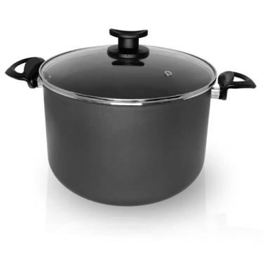 Imagem de Caldeirão Panela Alta Teflon Antiaderente 26 cm Tampa Vidro - Alumínio