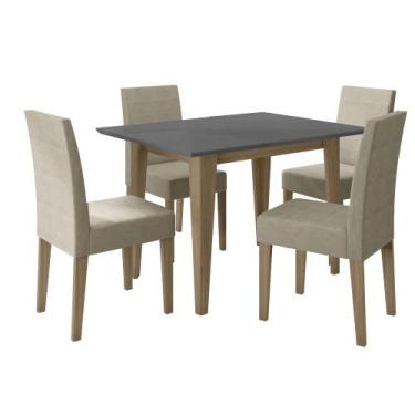 Imagem de Sala de Jantar Kate 120x90 Tampo com Vidro 4 Cadeiras Josi Poliman Móv