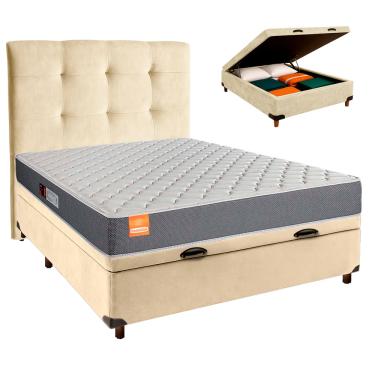 Imagem de Cama + Bau Blindado e Colchão D23 Casal - Pro Inducol + Cabeceira