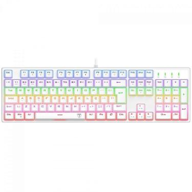 Imagem de Teclado Mecânico Gamer T-Dagger Rebel, Rainbow, Switch Brown, Full Size, ABNT2, Branco
