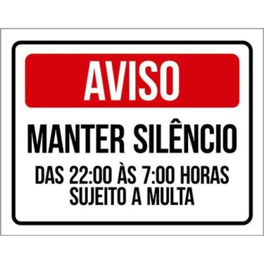 Imagem de Kit 5 Placas Aviso Manter Silêncio Multa 36X46