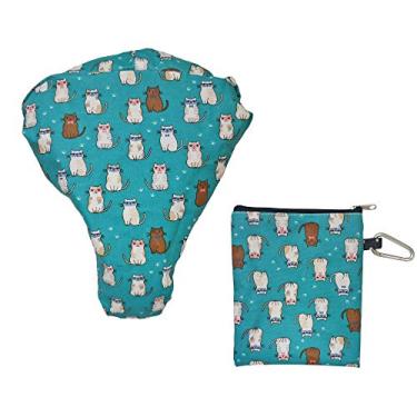 Imagem de Tainada Capa de selim resistente à água para assento de bicicleta à prova de chuva e poeira com bolsa de armazenamento portátil (padrão de gato turquesa)