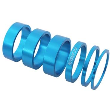 Imagem de RNXRZANK 6x Arruelas Espaçadoras de Fone de Ouvido Substituir Acessórios de Bicicleta Bicicletas Espaçador de Haste de Fone de Ouvido, Azul