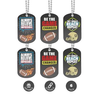 Imagem de Inkstone Colares de identificação motivacional de futebol (pacote com 6) - Presentes de futebol a granel para acessórios de uniforme de equipe - Prêmios e prêmios esportivos para homens e mulheres