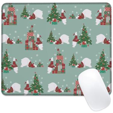 Imagem de Identiy Tapete de mouse pequeno de Natal, véspera de Natal e Papai Noel, tapete de mesa de jogos para teclado e mouse, base de borracha antiderrapante, bordas costuradas pequena para computador