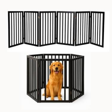 Imagem de Grade Longa E Cercado 2 Em 1 Cachorro Grande Portão 3 Metros x 85cm Pet Cães Cerca Bambu Madeira Alta 6 Módulos