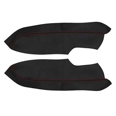 Imagem de X AUTOHAUX Par de painéis de couro sintético para porta dianteira de carro capa de apoio de braço preto e vermelho para Honda Civic 2006-2011 Sedan