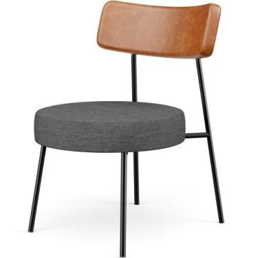 Imagem de Poltrona Decorativa Fixa Londres L02 material sintético Camel Linho Ci