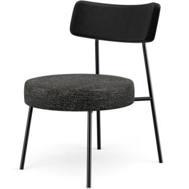 Imagem de Poltrona Decorativa Base Fixa Londres L02 material sintético Preto Lin