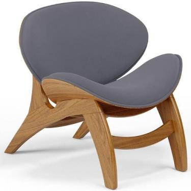 Imagem de Poltrona Decorativa Orgânica Sala Living Kadosh L02 Suede Cinza - LYAM