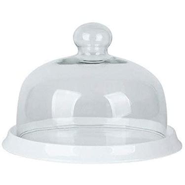 Imagem de Suporte de bolo europeu com cúpula, ferramentas domésticas ferramentas domésticas capa transparente para bolo de vidro queijo salada cúpula bandeja de bolo de pão de cerâmica, bandeja de servir (cor
