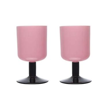 Imagem de SUREK Belo conjunto de copos de vinho modernos copos de coquetel de vidro rosa vermelho criativo conjunto de copos de uísque 300 ml/286.3 g personalizar