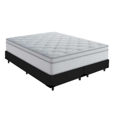 Imagem de Cama Box Queen 158 Tecido Sintético Preto Com Colchão Toronto Molas En