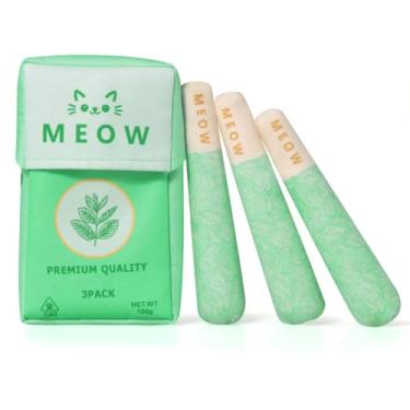 Imagem de Ushang Pet Pacote com 3 brinquedos de erva-dos-gatos com uma caixa de armazenamento, brinquedos engraçados para mastigar gatos para dentição interativa com erva de gato 100% orgânica para gatos