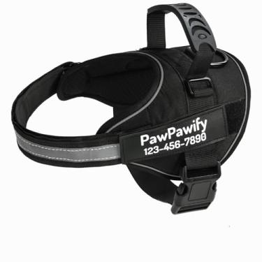 Imagem de Peitoral essencial personalizado para cães, colete personalizado para animais de estimação com nome e número de telefone, sem asfixia, refletivo, ajustável e acolchoado, fácil de caminhar e treinar