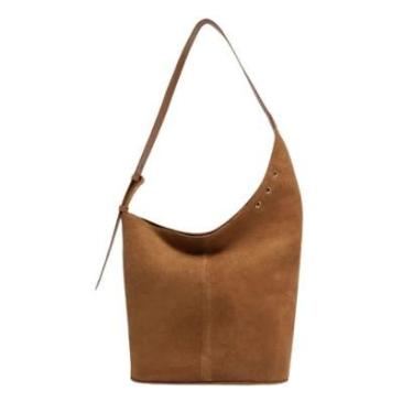 Imagem de Bolsa Hobo Couro Acamurçado Enviezada Lançamento Arezzo-Feminino