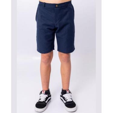 Imagem de Bermuda Social Sarja Masculina Juvenil com Bolsos Frontais, Elástico n